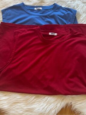 COOFANDY Men's Short Sleeve Tee - Red and Blue